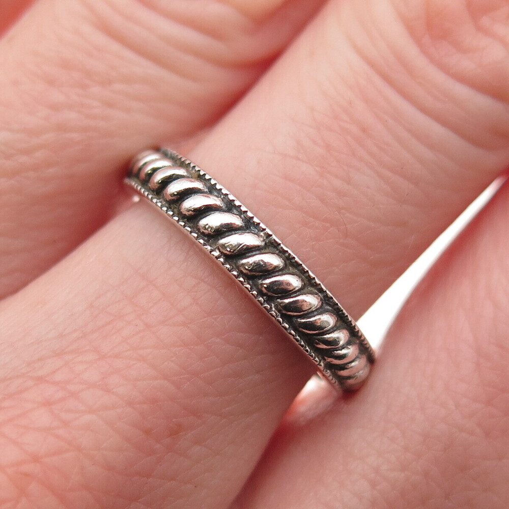 Judith Jack 925 Sterling Silver Vintage Ribbed Oxidized Band Ring Size 7.25